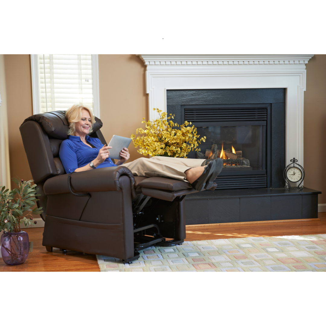 Golden Tech PR766 Relaxer MaxiComfort® Ultimate Recliner with Assisted Lift - Large - with user's leg raised