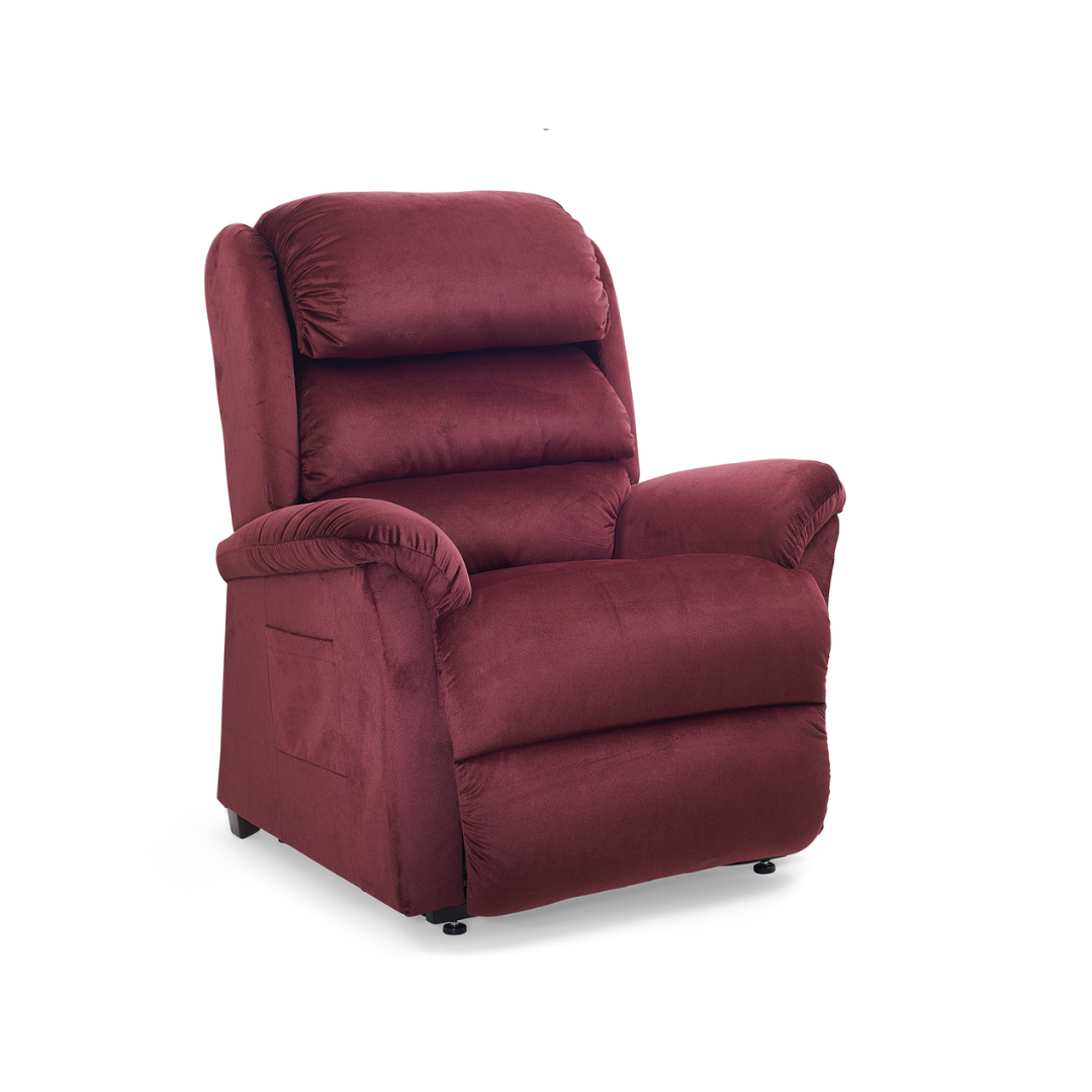 Golden Tech PR766 Relaxer MaxiComfort® Ultimate Recliner with Assisted Lift - Medium - Shiraz in seated state facing right