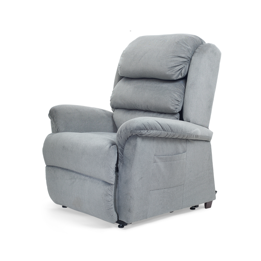 Golden Tech PR766 Relaxer MaxiComfort® Ultimate Recliner with Assisted Lift - Medium - Sterling in seated position