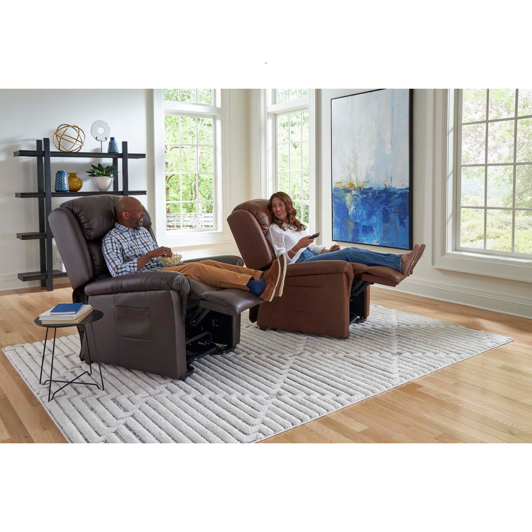 Golden Tech PR766 Relaxer MaxiComfort® Ultimate Recliner with Assisted Lift - Medium - with users utilizing leg rest