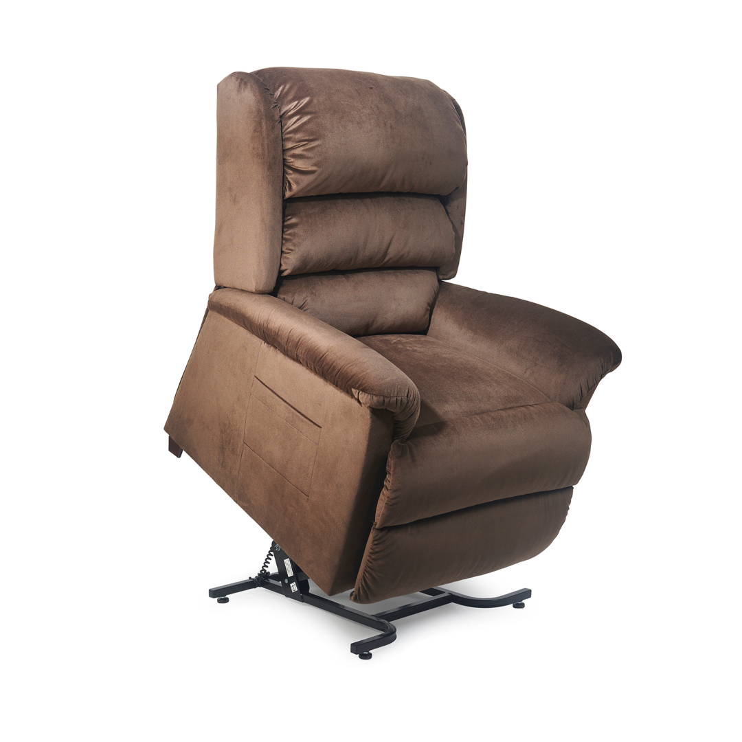 Golden Tech PR766 Relaxer MaxiComfort® Ultimate Recliner with Assisted Lift - Small - Hazelnut in raised position