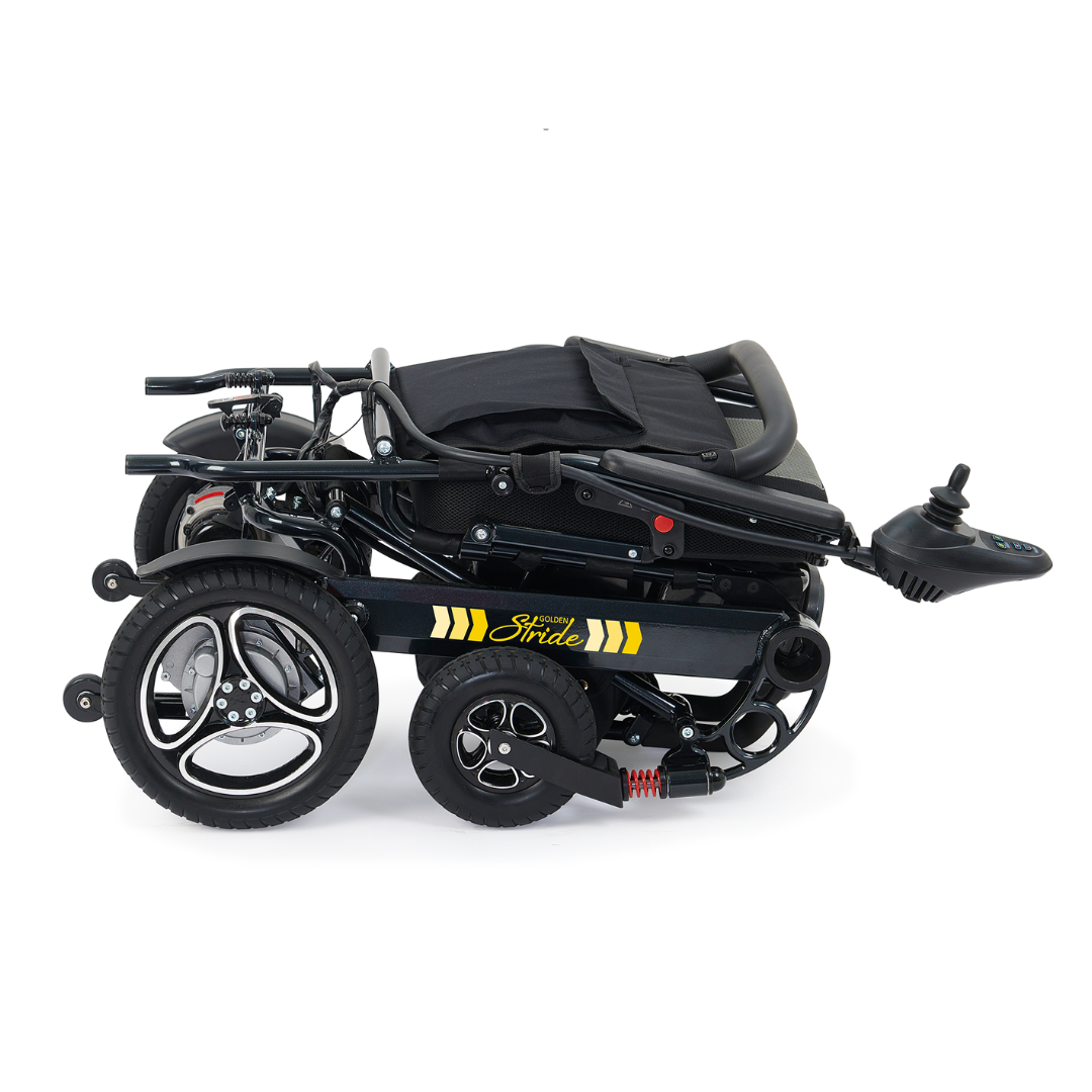 Golden Tech Stride Aluminum Foldable Travel Power Wheelchair - Folded