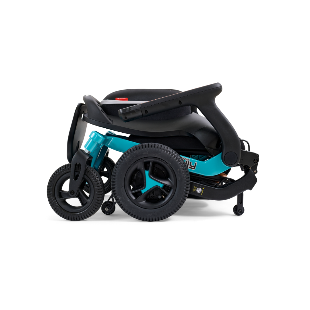 Golden Technologies Ally Lightweight Folding Electric Smart Chair - Teal folded