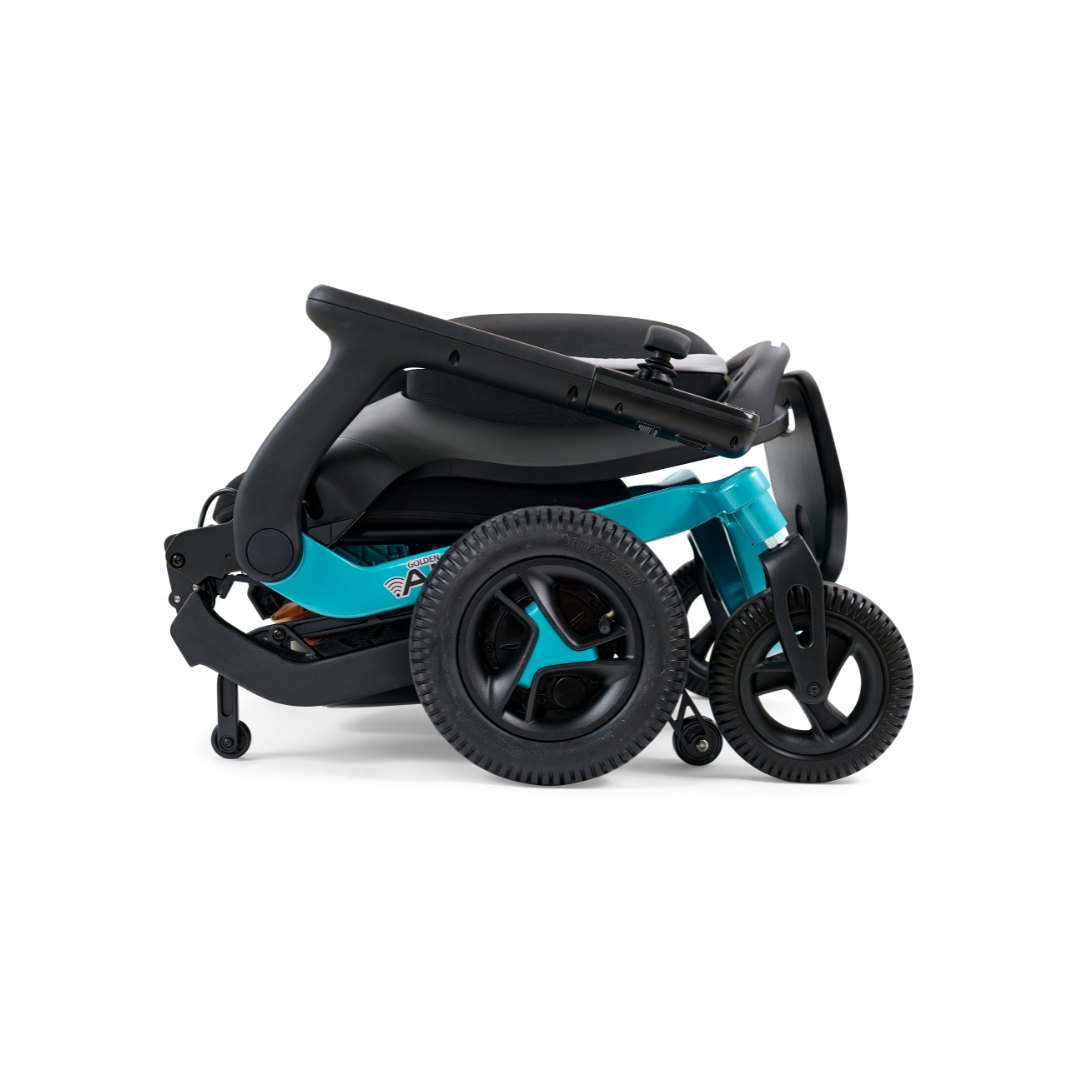 Golden Technologies Ally Lightweight Folding Electric Smart Chair - Teal folded