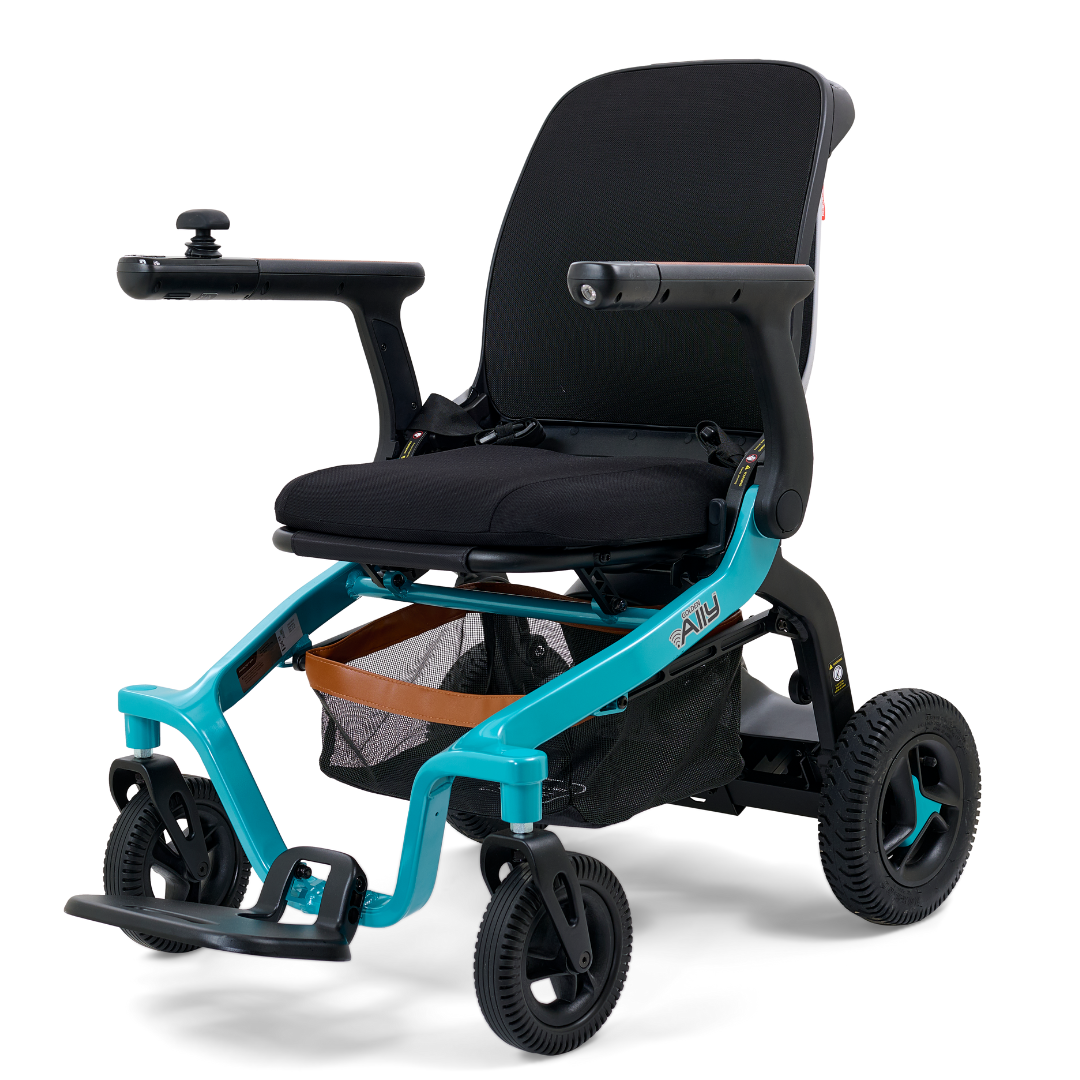Golden Technologies Ally Lightweight Folding Electric Smart Chair - Teal front left