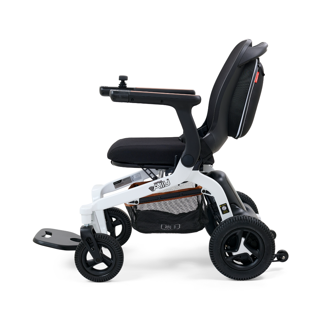 Golden Technologies Ally Lightweight Folding Electric Smart Chair - White left