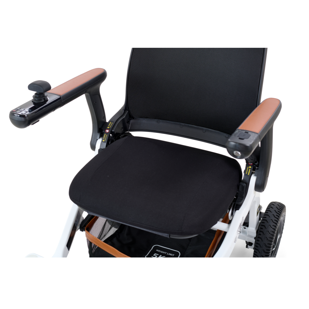 Golden Technologies Ally Lightweight Folding Electric Smart Chair - arm rests on White variant