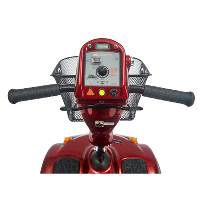 Golden Technologies Avenger Heavy Duty Bariatric 4-Wheel Scooter - Red model steering panel and carrying basket