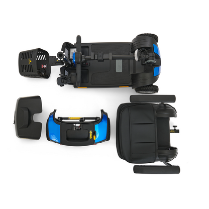 Golden Technologies Buzzaround XL 4-Wheel Long Range Mobility Scooter - Blue Disassembled