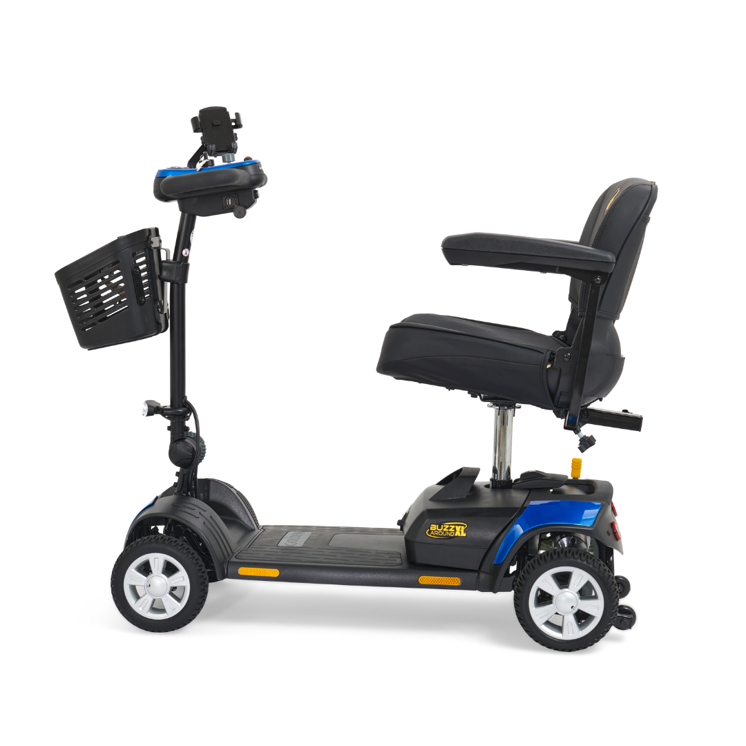 Golden Technologies Buzzaround XL 4-Wheel Long Range Mobility Scooter - Blue left