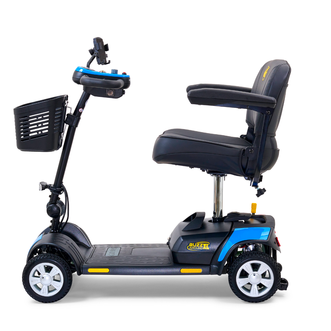 Golden Technologies Buzzaround XL 4-Wheel Long Range Mobility Scooter - Blue Left