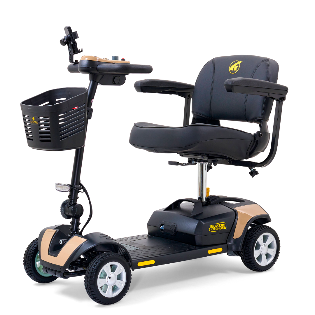 Golden Technologies Buzzaround XL 4-Wheel Long Range Mobility Scooter - Desert Tan left