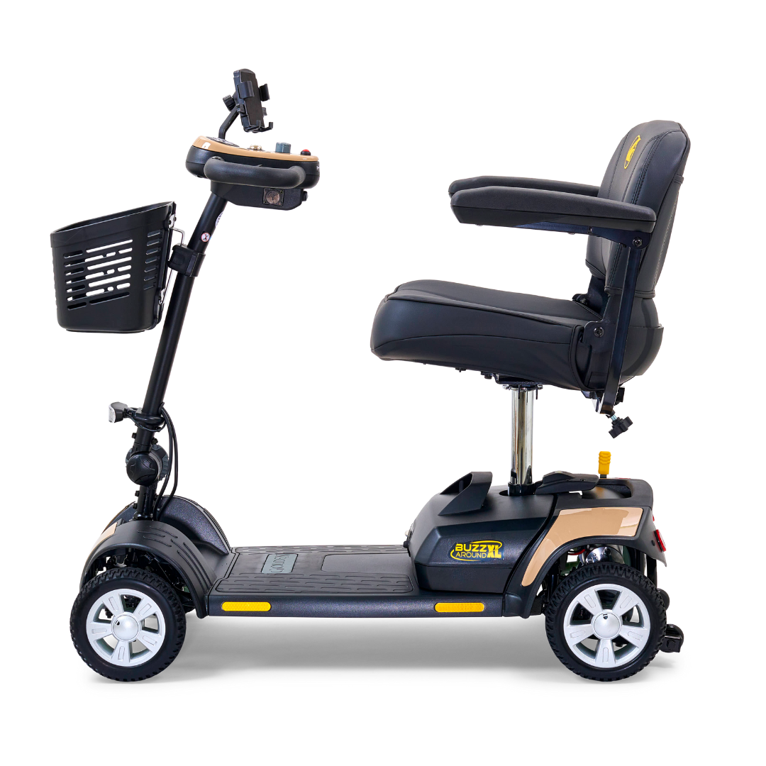 Golden Technologies Buzzaround XL 4-Wheel Long Range Mobility Scooter - Desert Tan left