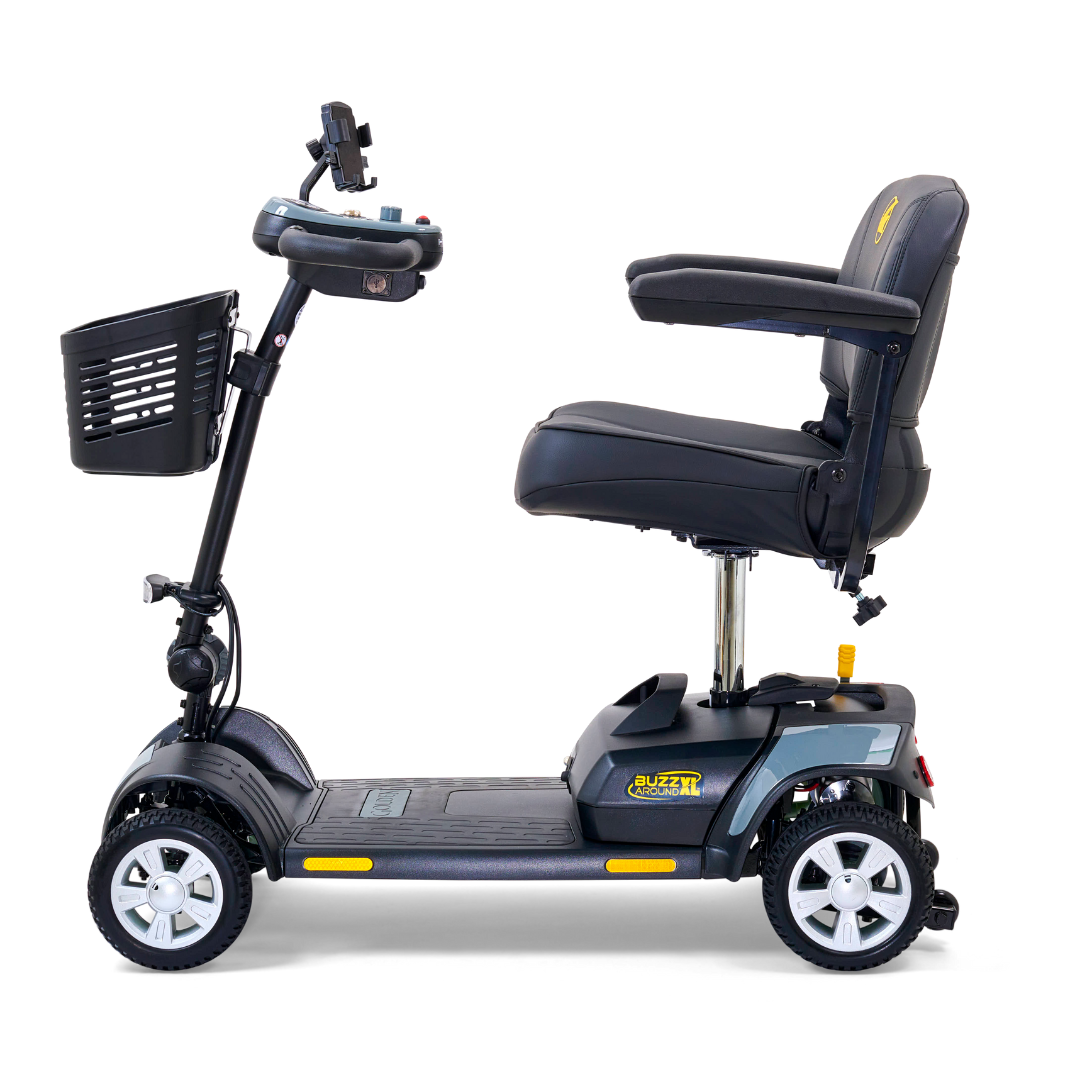 Golden Technologies Buzzaround XL 4-Wheel Long Range Mobility Scooter - Stone Gray left