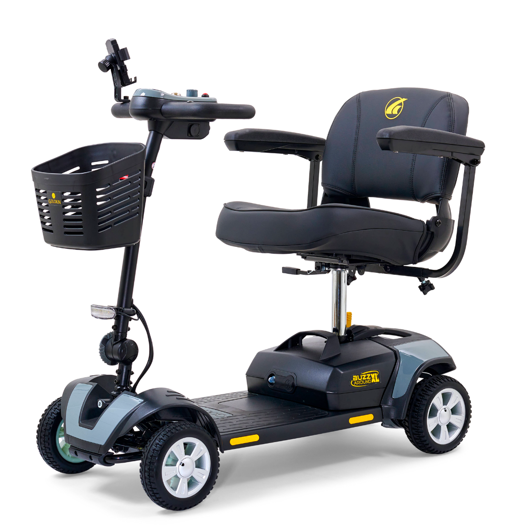 Golden Technologies Buzzaround XL 4-Wheel Long Range Mobility Scooter - Stone Gray left