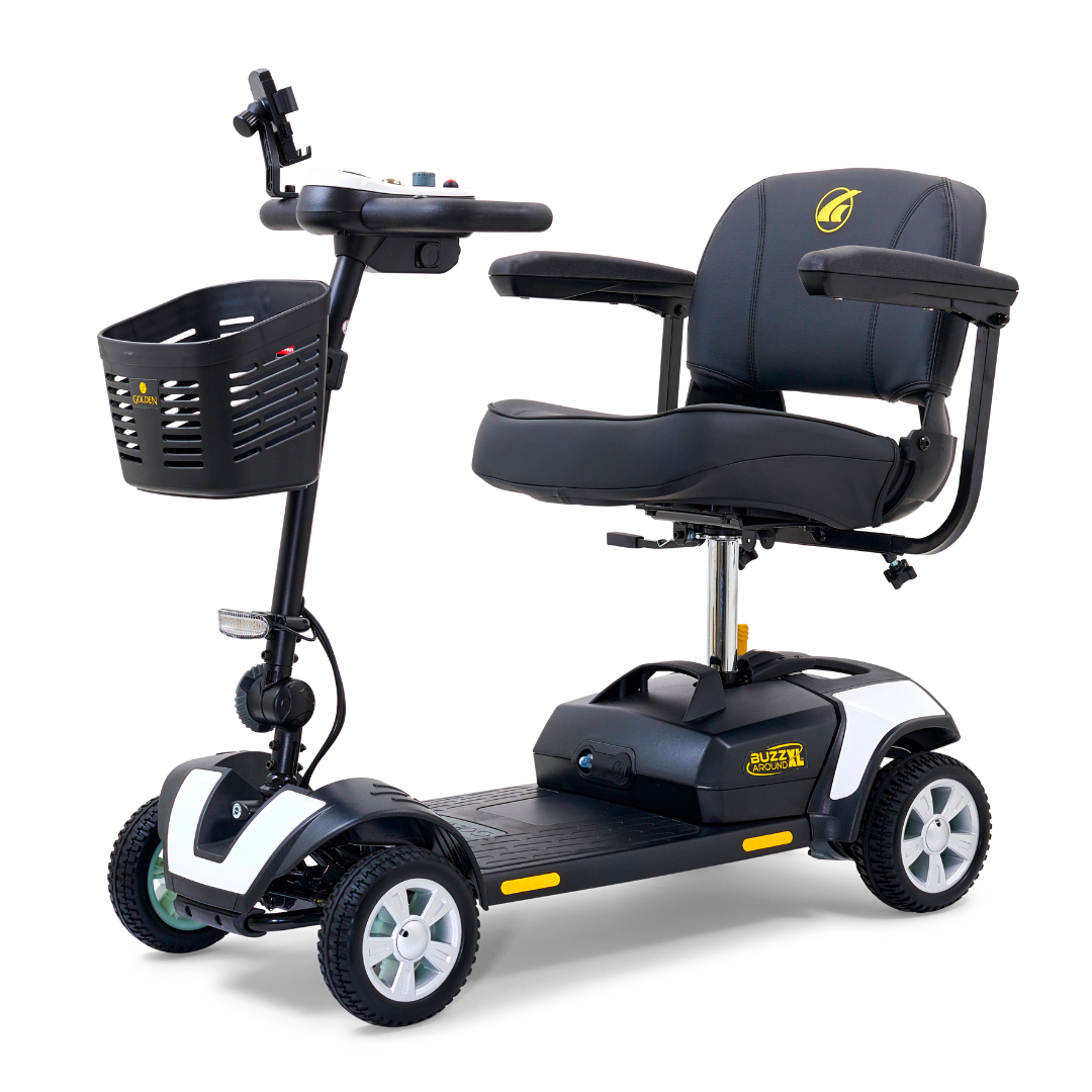 Golden Technologies Buzzaround XL 4-Wheel Long Range Mobility Scooter - White left