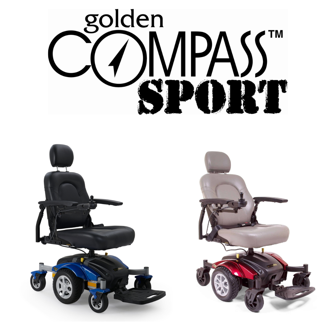 Golden Technologies Compass Sport PowerChair with 24 Mile Range - Blue and Red variants