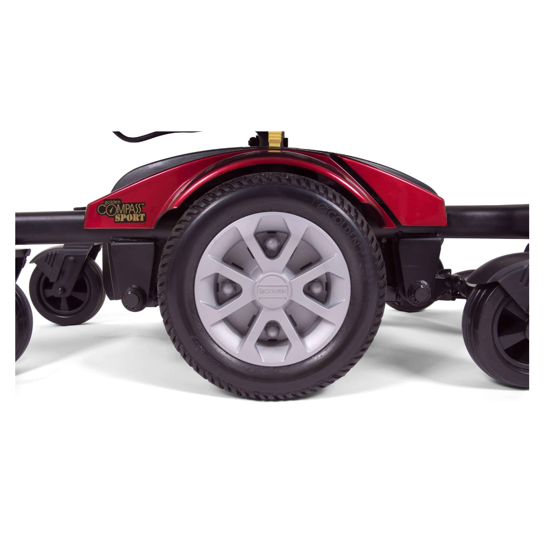 Golden Technologies Compass Sport Power Chair with 24 Mile Range - center wheel on red variant