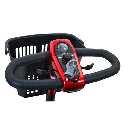 Golden Technologies LiteRider Lightweight 3 Wheel Travel Scooters - steering panel and carrying basket