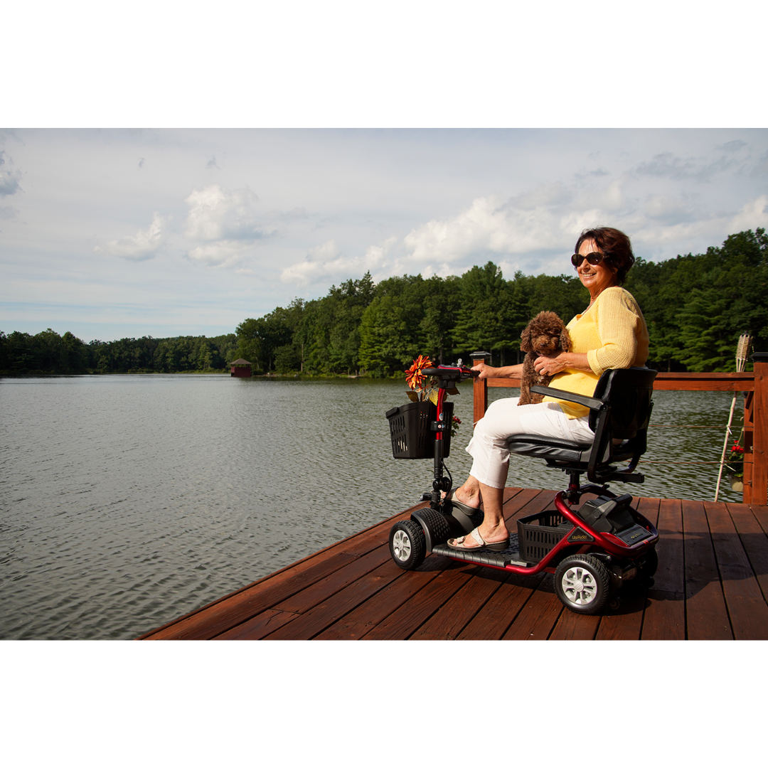 Golden Technologies LiteRider Lightweight 3 Wheel Travel Scooters - being used outdoor