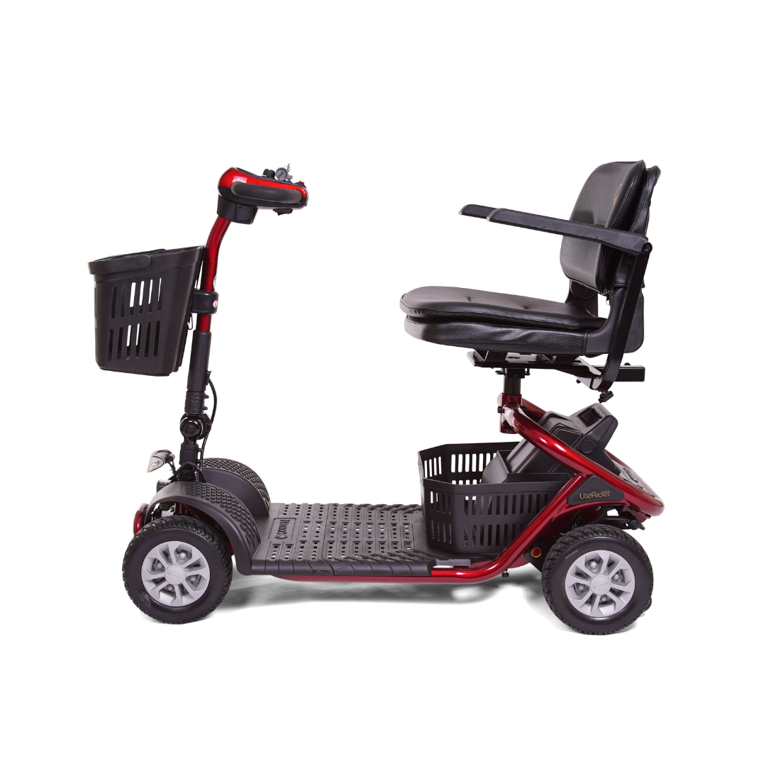 Golden Technologies LiteRider – Lightweight 4 Wheels Travel Scooter - Red left
