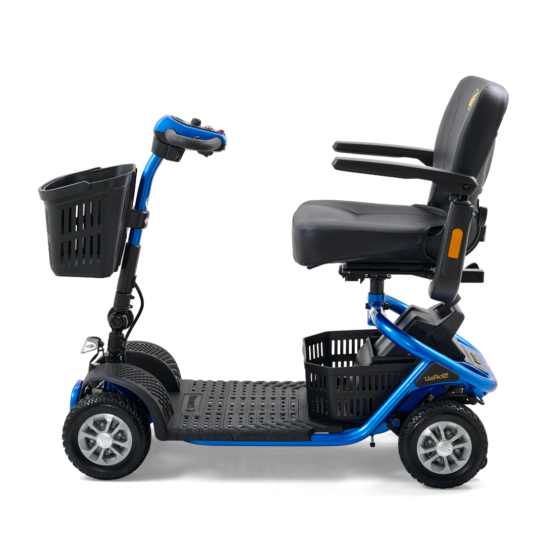 Golden Technologies LiteRider – Lightweight 4 Wheels Travel Scooter - Coastal Blue left