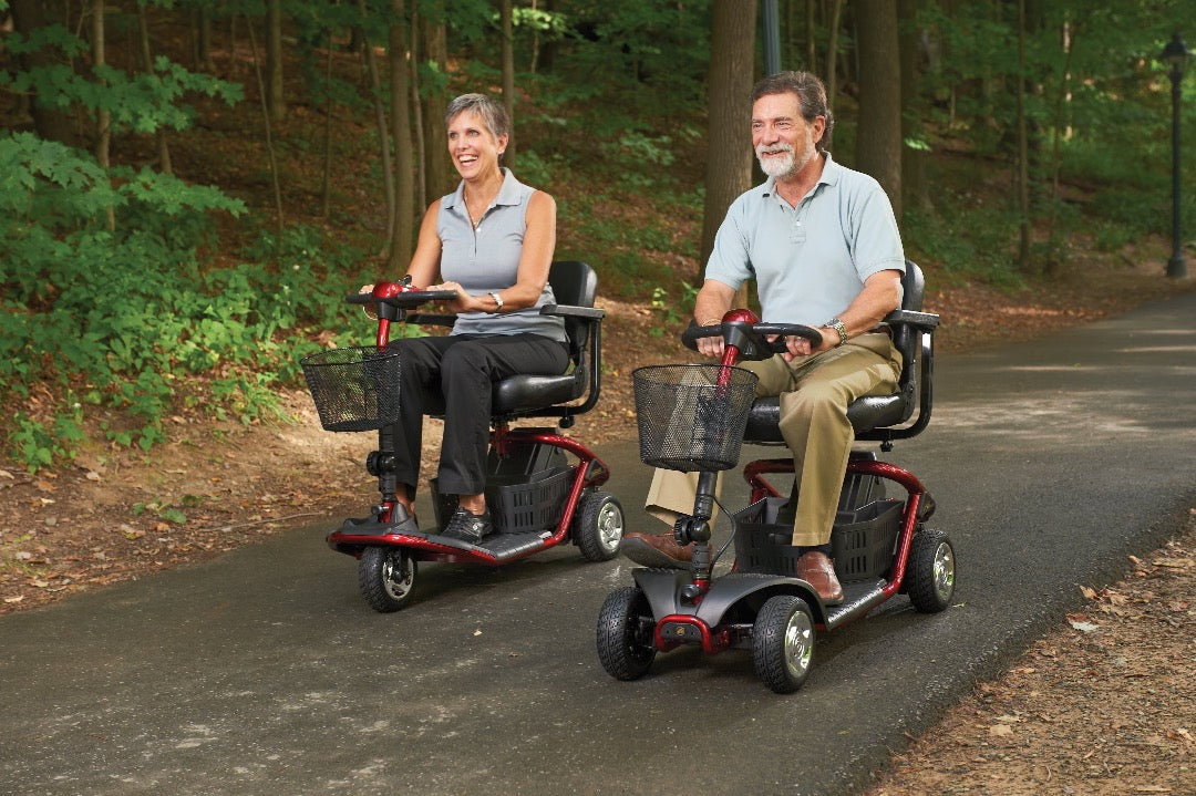 Golden Technologies LiteRider – Lightweight 4 Wheels Travel Scooter - being used outdoor