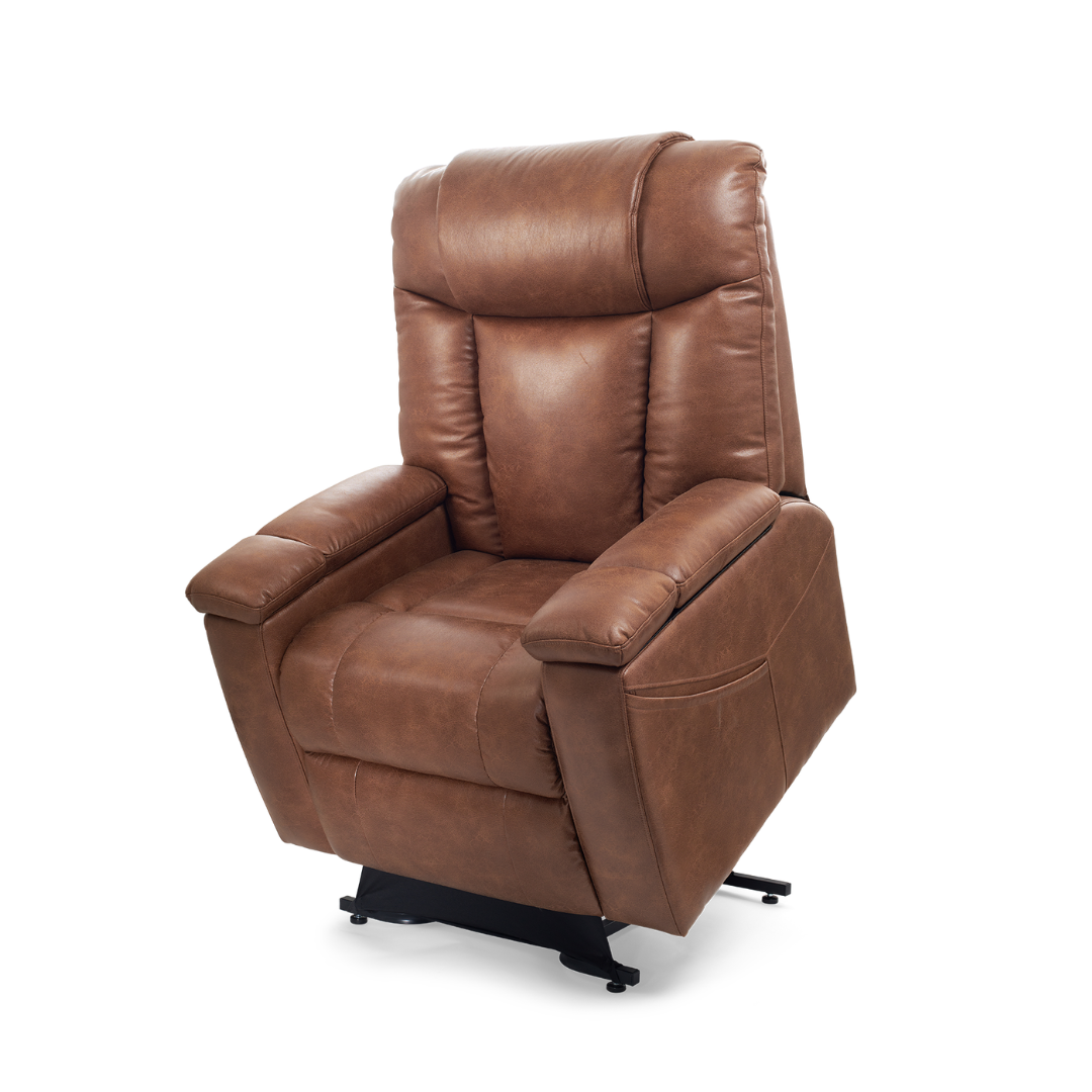 Golden Technologies PR442 Rhea Assisted Lift Chair with Heat Wave Technology - Acorn lifted position front