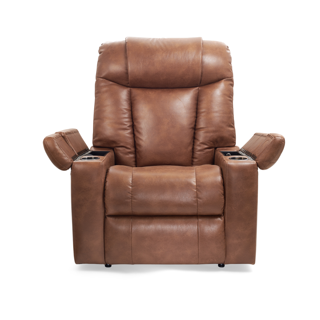 Golden Technologies PR442 Rhea Assisted Lift Chair with Heat Wave Technology - Acorn with arm rests opened