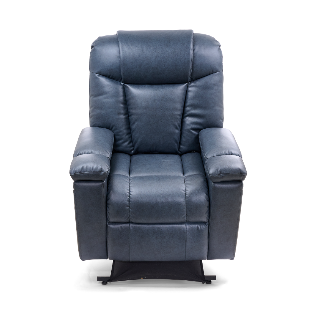 Golden Technologies PR442 Rhea Assisted Lift Chair with Heat Wave Technology - Lagoon in raised state front