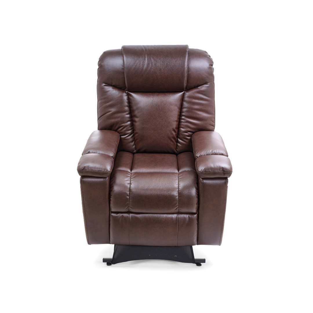 Golden Technologies PR442 Rhea Assisted Lift Chair with Heat Wave Technology - Maple in raised state front