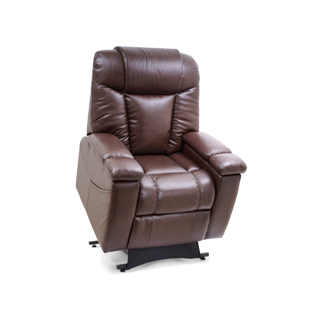 Golden Technologies PR442 Rhea Assisted Lift Chair with Heat Wave Technology - Maple in raised state front