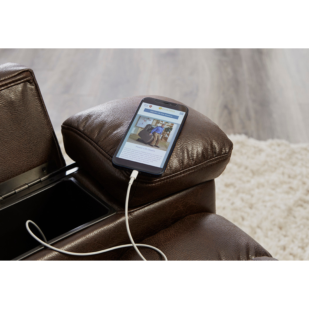 Golden Technologies PR442 Rhea Assisted Lift Chair with Heat Wave Technology - built-in phone charger