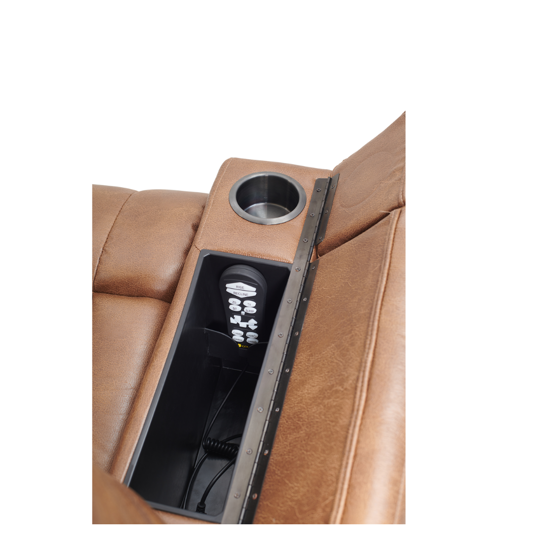 Golden Technologies PR442 Rhea Assisted Lift Chair with Heat Wave Technology - drink holder and storage compartment