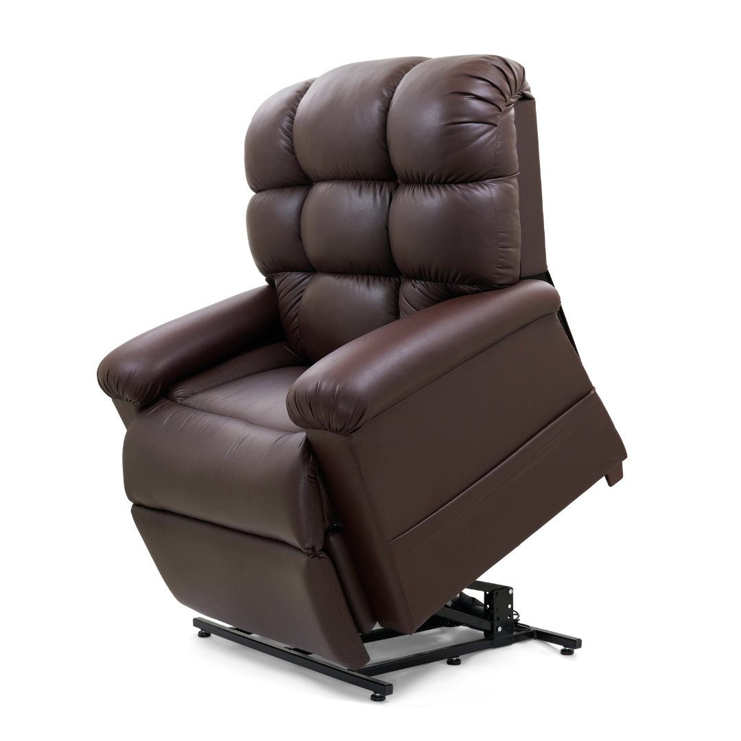 Golden Technologies PR510 MaxiComfort Cloud Series Extra Wide Assisted Lift Chair Recliner - Coffee Bean in raised position