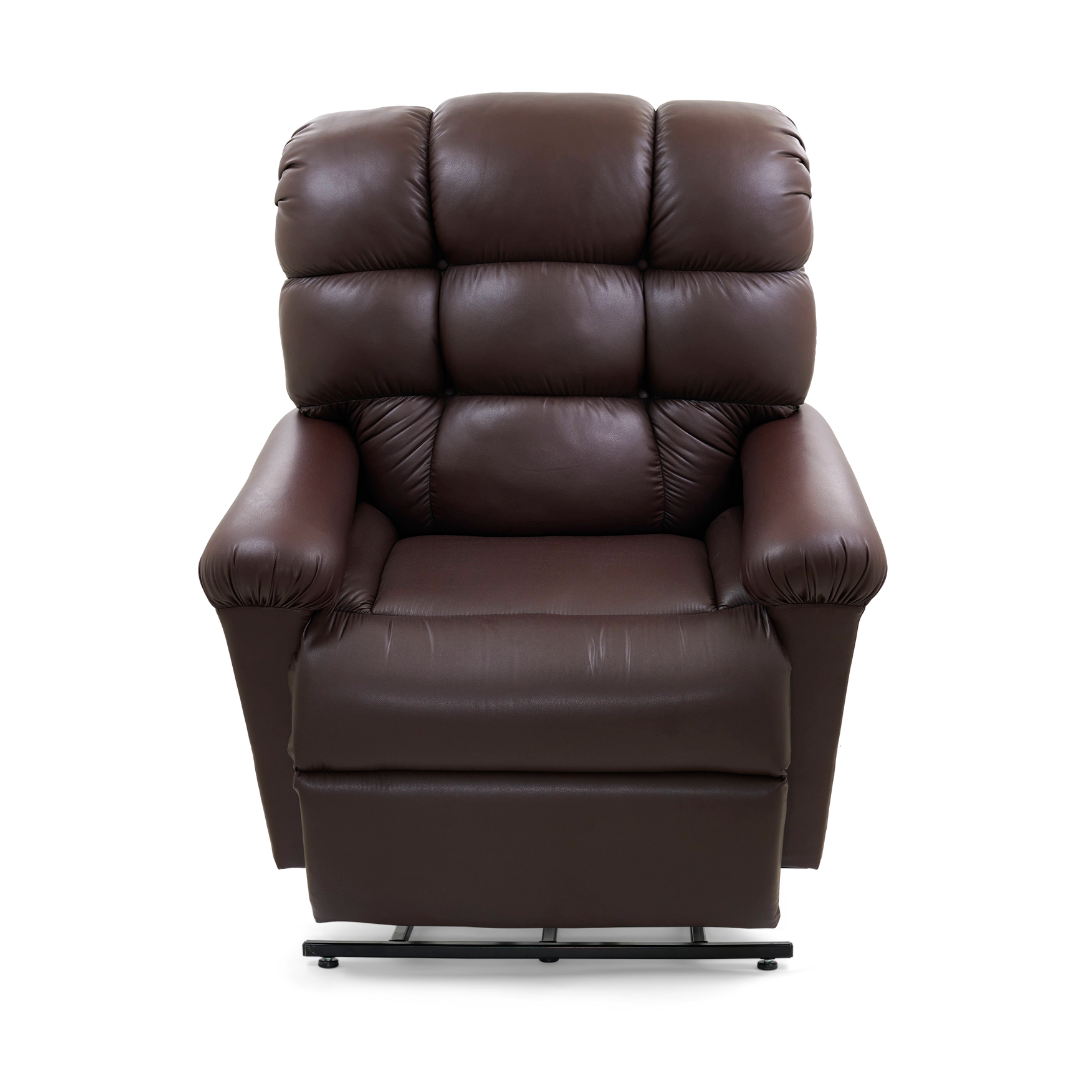 Golden Technologies PR510 MaxiComfort Cloud Series Extra Wide Assisted Lift Chair Recliner - Coffee Bean in raised position front