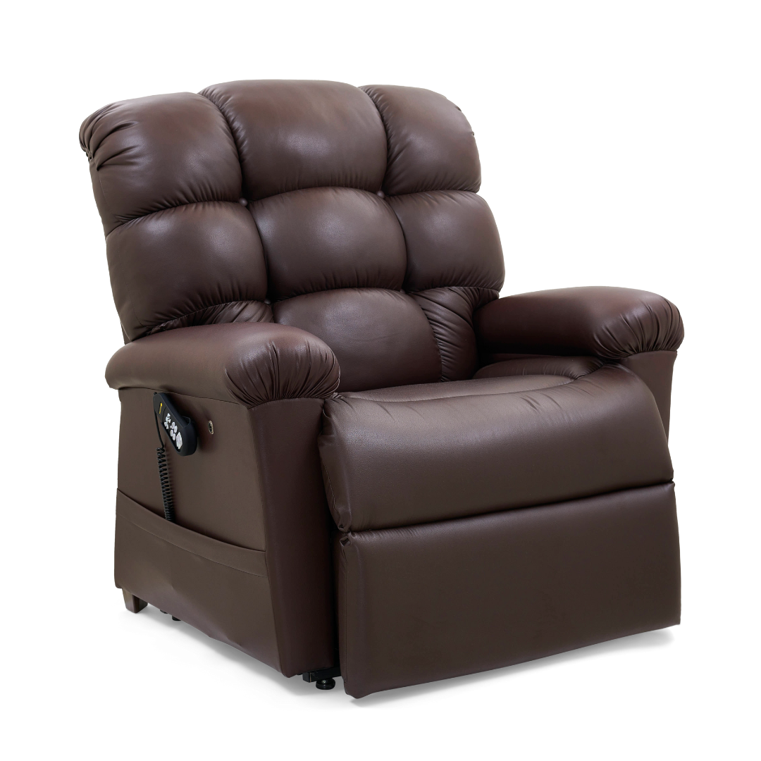 Golden Technologies PR510 MaxiComfort Cloud Series Extra Wide Assisted Lift Chair Recliner - Coffee Bean in seated position front