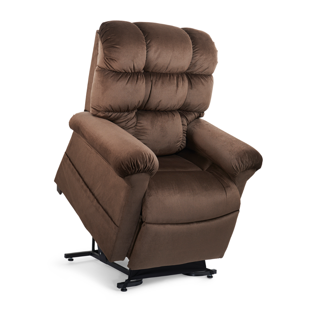 Golden Technologies PR510 MaxiComfort Cloud Series Extra Wide Assisted Lift Chair Recliner - Hazelnut in raised position