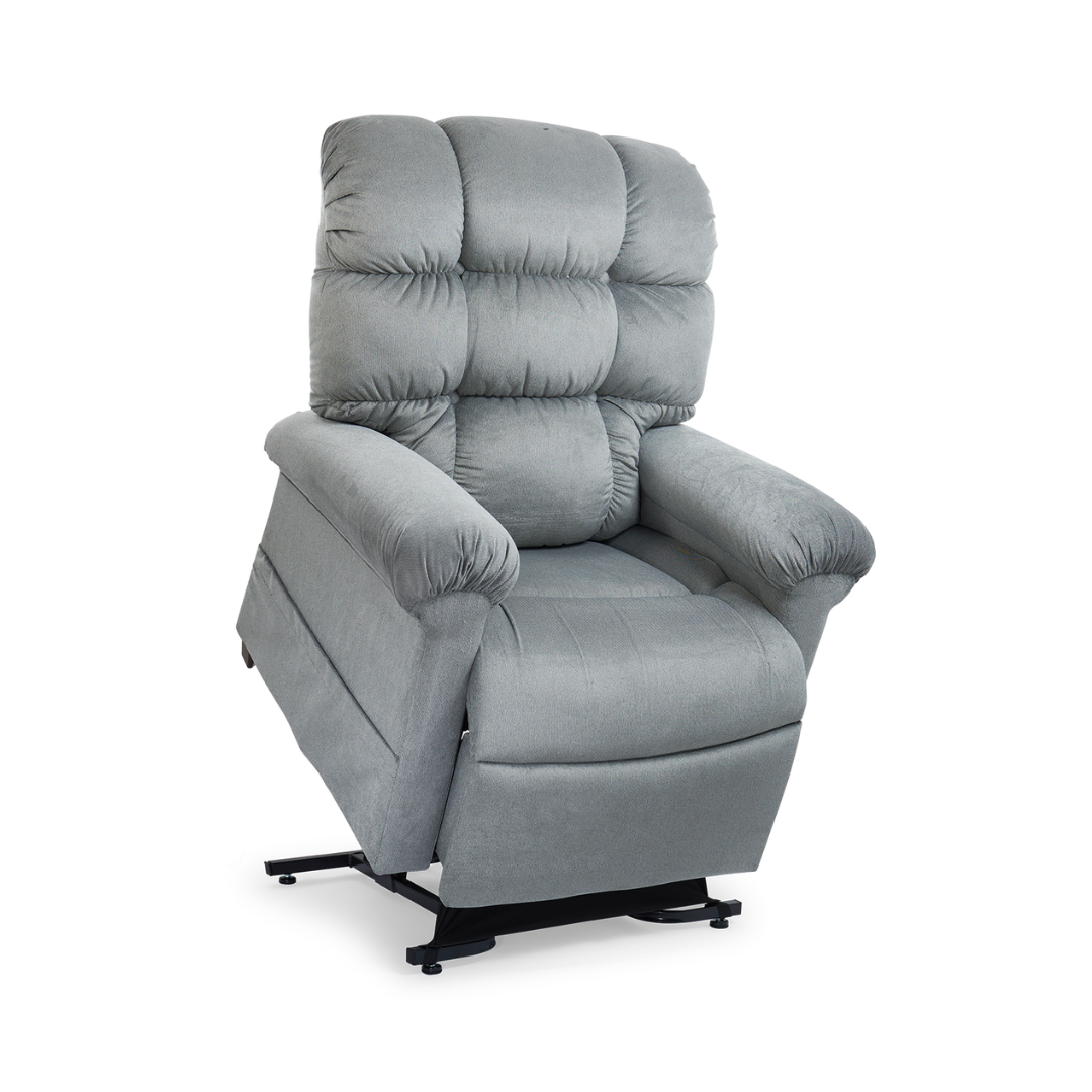 Golden Technologies PR510 MaxiComfort Cloud Series Extra Wide Assisted Lift Chair Recliner - Sterling in raised position