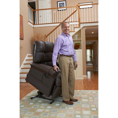 Golden Technologies PR510 MaxiComfort Cloud Series Extra Wide Assisted Lift Chair Recliner - with user standing in front