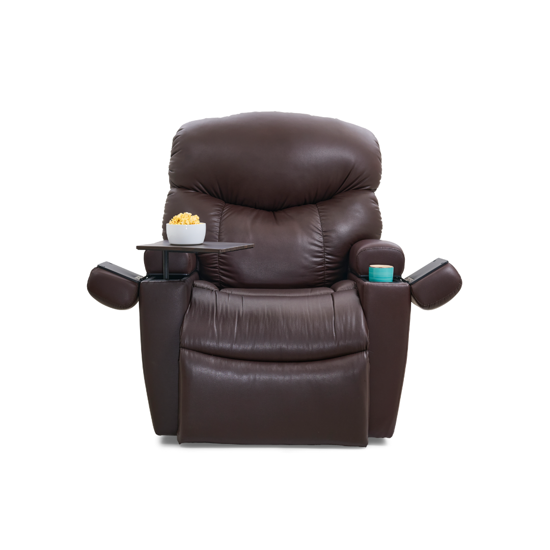 Golden Technologies PR511 MaxiComfort Cloud+ Assisted Lift Recliner - Small - Coffee Bean with built in table and cup holder