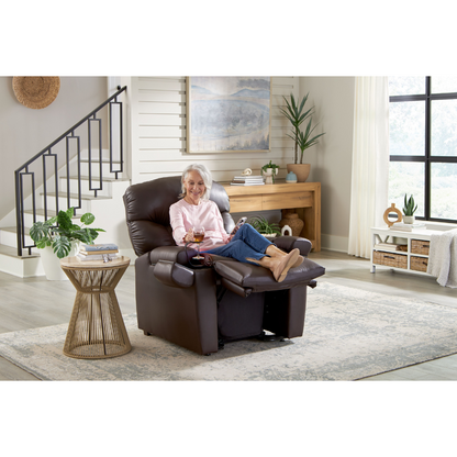 Golden Technologies PR511 MaxiComfort Cloud+ Assisted Lift Recliner - Small - with user enjoying a glass of wine