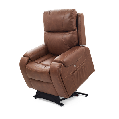 Golden Technologies Titan Luxury Reclining Power Lift Chair - Built in Table - Maple in lifted position