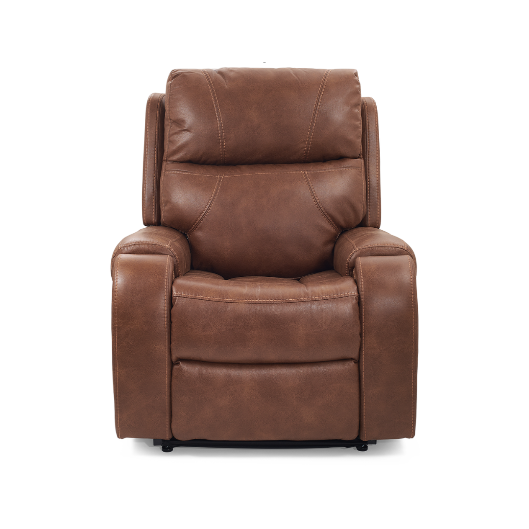Golden Technologies Titan Luxury Reclining Power Lift Chair - Built in Table - Maple in seated position front