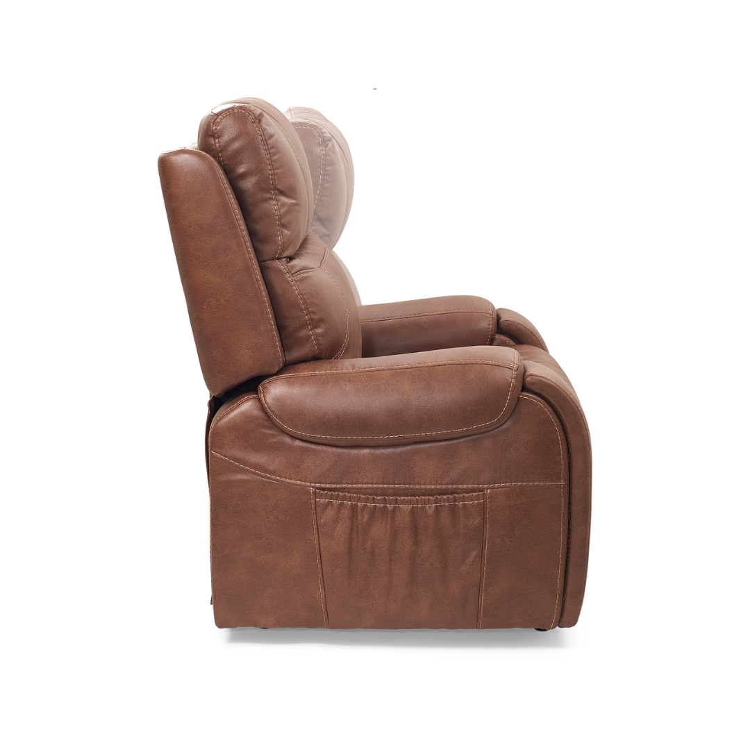 Golden Technologies Titan Luxury Reclining Power Lift Chair - Built in Table - Maple right in seated position